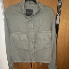 Sanctuary Olive Button Drawstring Pockets Jacket for Women, L, Short 0378