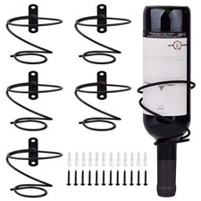 6 Pack Wall Mounted Wine Rack Red Bottle Display Metal Hanging Organizer Set