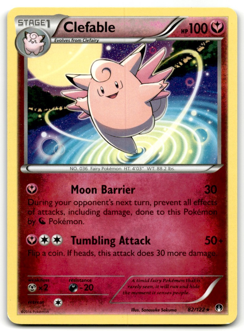2016 XY - BREAKpoint Pokemon TCG Card Clefable #82