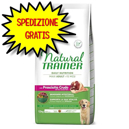 Trainer Natural Maxi Adult Prosciutto e Riso 12kg - Crocchette Cane
