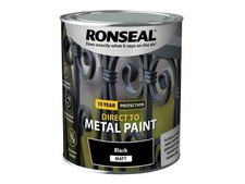 Image of Ronseal 39197 Direct to Metal Paint Black Matt 750ml