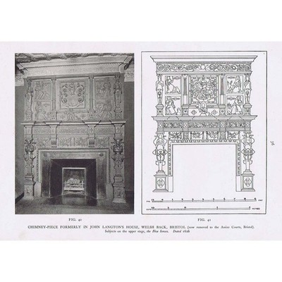 BRISTOL Schornsteinstück ehemals in John Langton's House - Vintage Print 1924