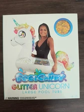 POOL CANDY Glitter Unicorn Large Inflatable Pool Tube Float NEW 40” New