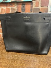 Kate Spade New York Staci Large Laptop Tote Leather Handbag Black Jacquard