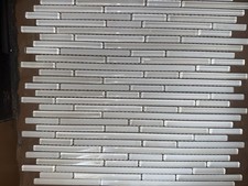 Clear/White Glass Linear Mosaic Tile Sheets