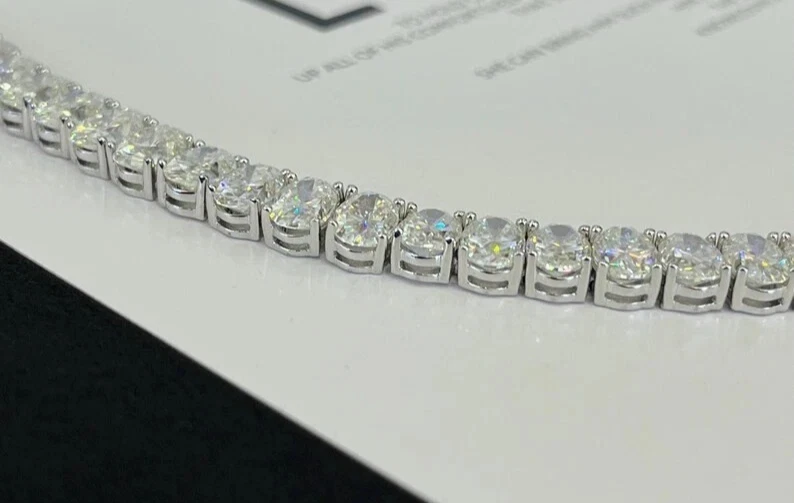 15Ct Oval Cut Lab-Created Diamond Tennis Bracelet 14K White Gold Plated Silver - Image 4 of 4