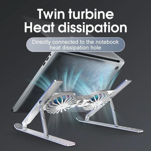 Adjustable Laptop Stand with Cooling Fan, Portable Foldable Laptop Holder, Ergo - 第 3/9 張圖片