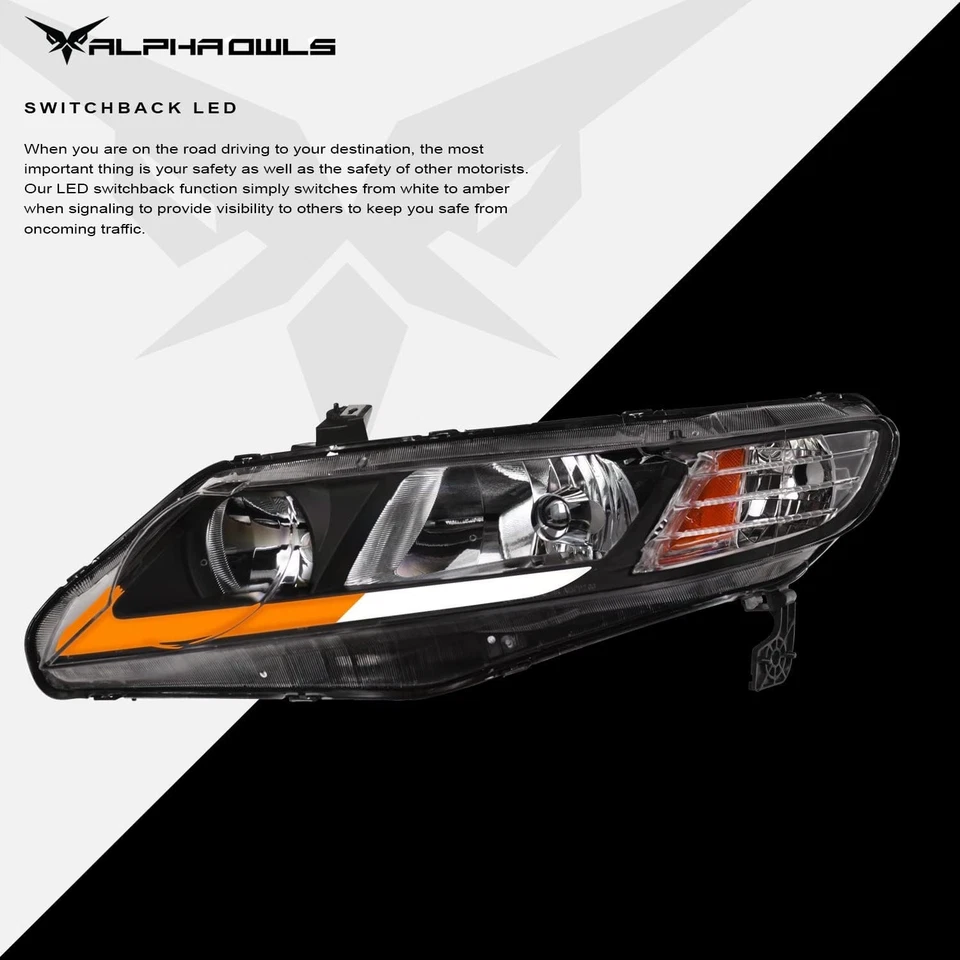 Faros LED secuenciales Switchback negros sedán 4 puertas para Honda Civic 2006-2011 Foto 4 de 4