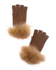 Sofiacashmere Fingerless Cashmere Gloves Women's Brown