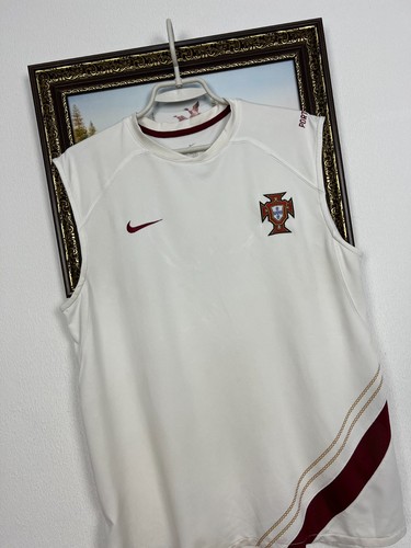 Vintage Nike Portugal Football Train Vest Soccer Shirt White Jersey Mens Size L - Picture 4 of 15