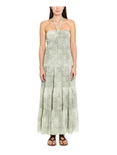 MICHAEL MICHAEL KORS Womens Green Sleeveless Halter Maxi Fit + Flare Dress M