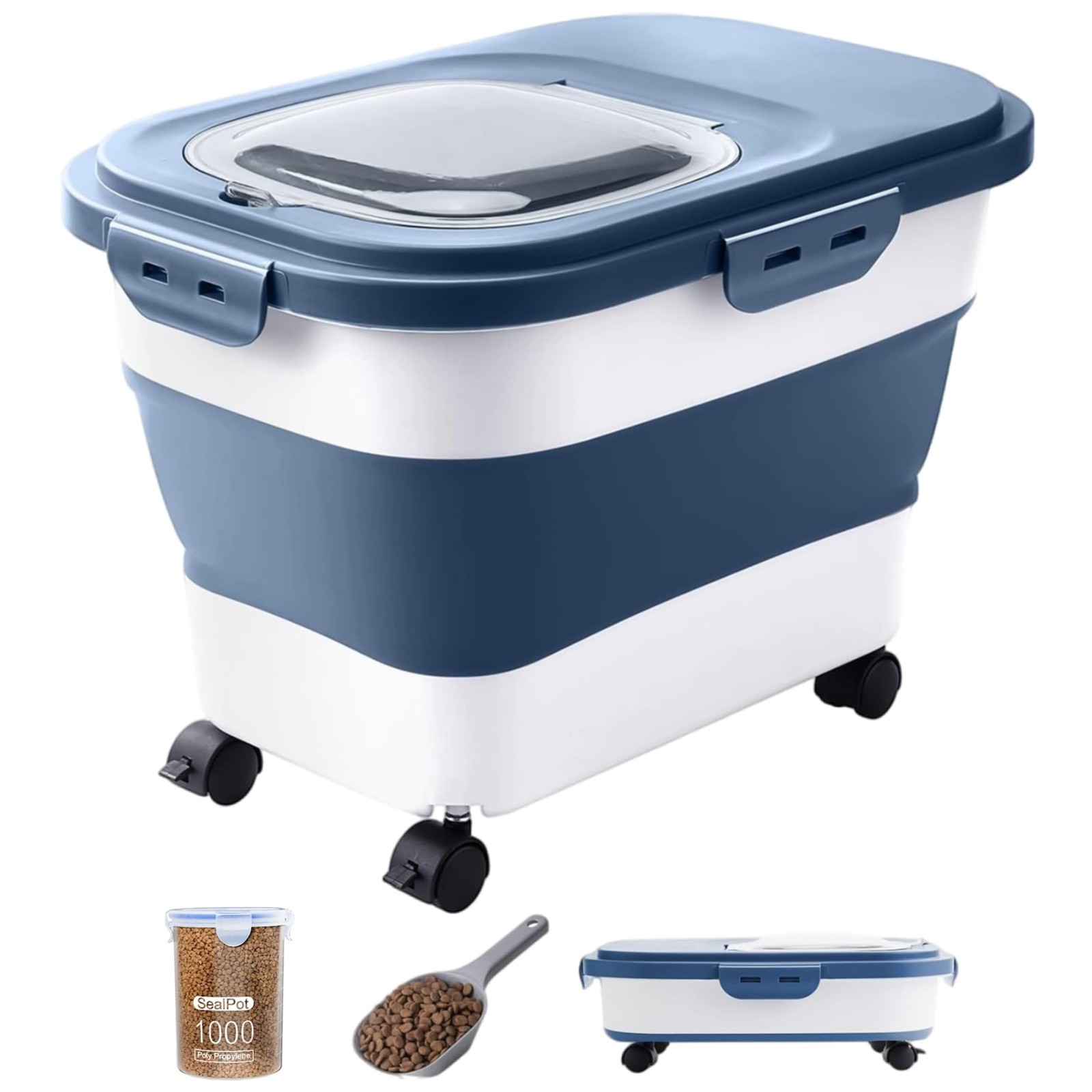 Storage Container - Collapsible Dog Food Container With Wh...
