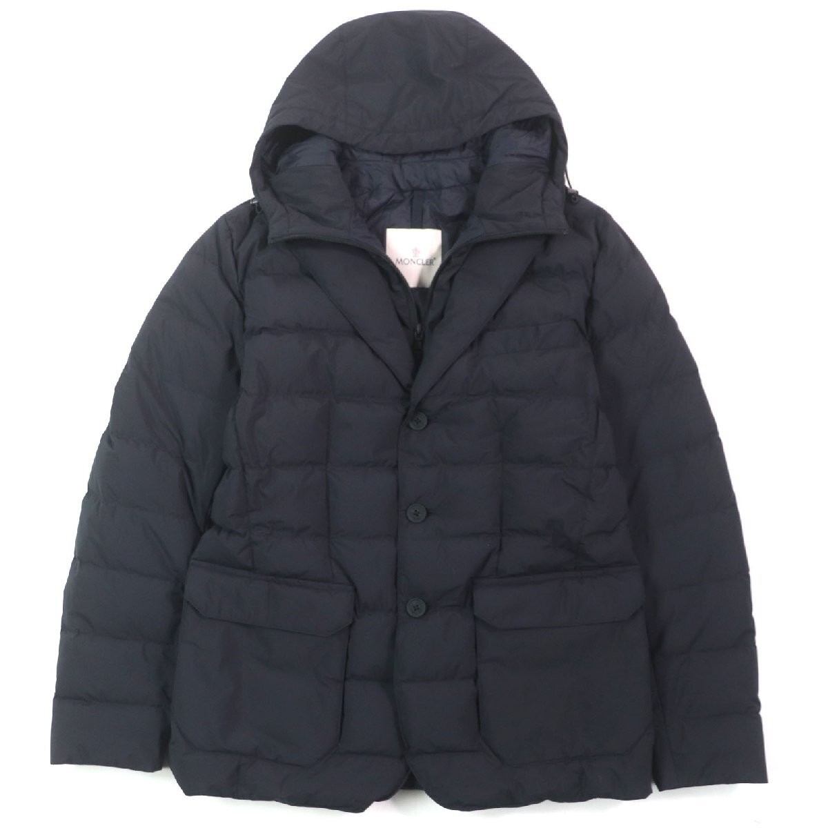 MONCLER VERNOUX Layered Logo Hooded Zip-Up Down Jacket in Size M