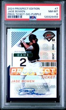 2024 PANINI PRSPCT ED PRSPCT TKT SIG-PURPLE #7 JASE BOWEN 44/125 PSA 8