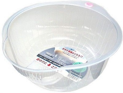 Japanese Rice Washing Bowl Strainer 11.5'' Plastic Fruit Vegetable Made in Japan
