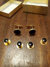 Smalls Formal Wear Tuxedo Cuff Links and Collar Buttons Goldtone Metal & Black