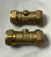 2 x 22mm Compression Isolation Valve Brass (2 PACK) NEW FREE DELIVERY