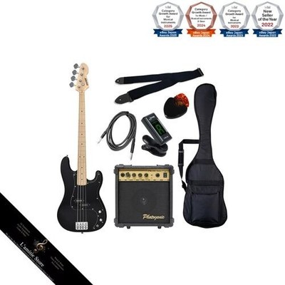 SELDER PB-30 Black Bassgitarre mit Ahorn Griffbrett - Anfänger Grundset Japan