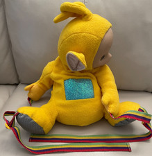 TELETUBBIES Laa-Laa Vintage 1996 Plush large Backpack Rubber Face 49cm yellow