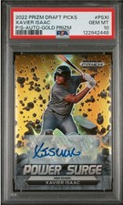 /10 PANINI 2022 GOLD PRIZM DRAFT PICKS POWER SURGE PSXI XAVIER ISAAC AUTO SIGNED