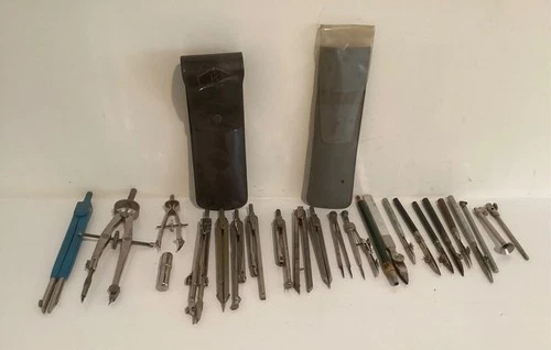 Mixed Lot of 26 NICE VINTAGE DRAFTING TOOLS & 2 CASES!