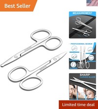 Professional 2-Piece Stainless Steel Facial Hair Scissors Set for Safe Trimming