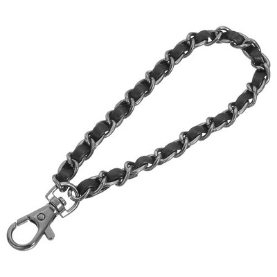 Leather Wristlet Strap 7'' Hand Wrist Lanyard Bag Key Chain Black