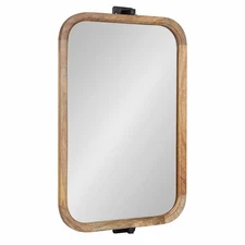 Kate and Laurel Hogan Wood Rounded Rectangle Pivot Mirror; 20 x 33; Natural B...
