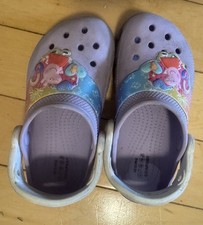 Crocs Kids Graphic Print Clog Purple Multicolor Slip-On Comfort C10 EU 27-28