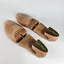 Vtg Salvatore Ferragamo Shoe Trees 8 Mens Wood Gold Plaque Form Fitting Stretch