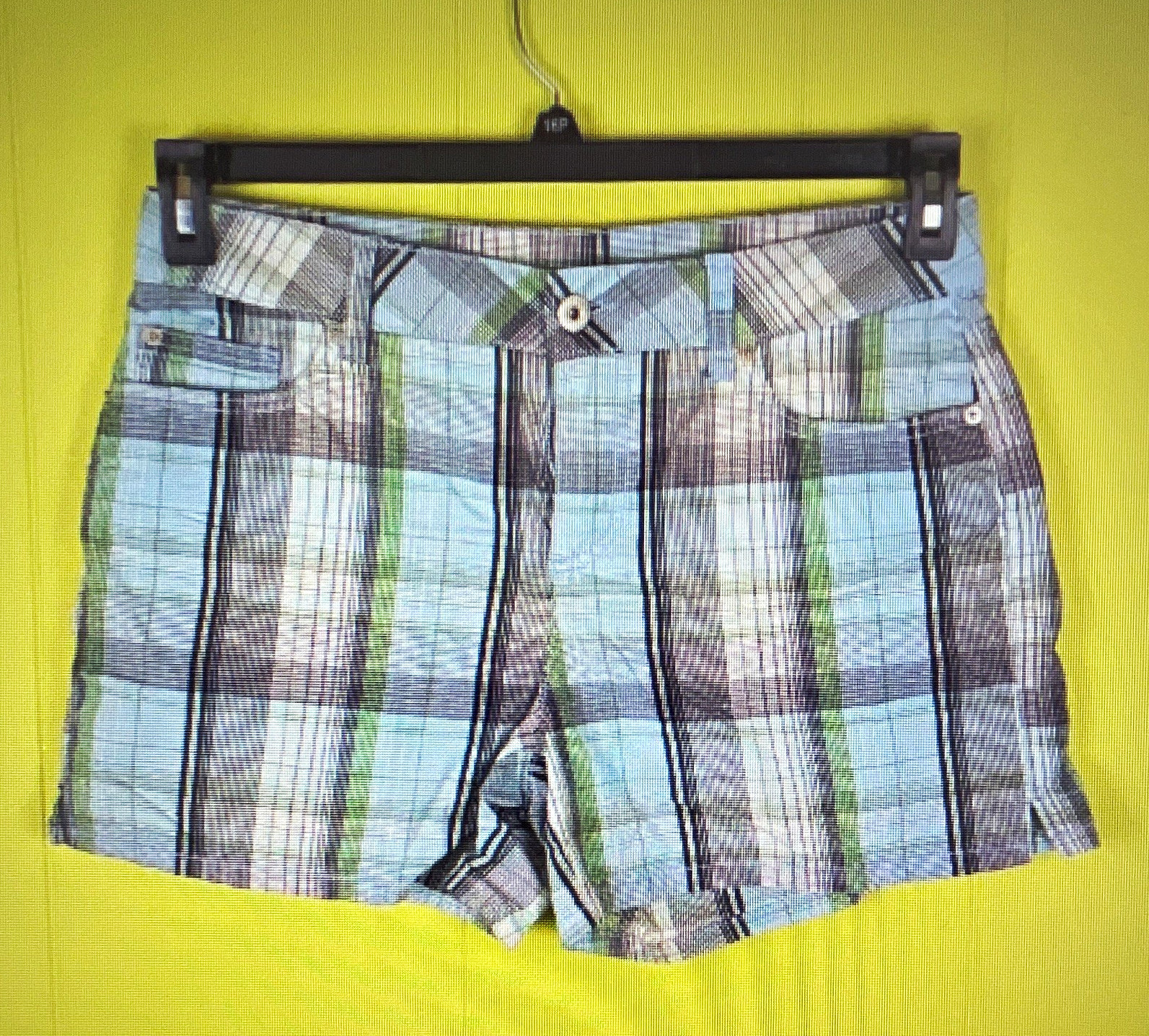 Faded Glory Girls Size 10 Plaid Chino Shorts Flat Front Button Pockets