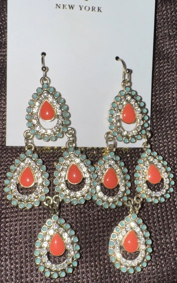 PENDIENTES COLGANTES Kate Spade New York 14K oro rosa relleno con cubierta antipolvo 3” gota nuevos con etiquetas Foto 2 de 4