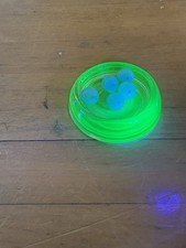 4X Uranium Glass Green Marble Shooter UV Reactive GLOWS With Hazel Atlas Coaster