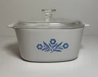 VINTAGE CORNING WARE BLUE CORNFLOWER 3QT A-3-B Casserole Dish w Pyrex A90 Lid