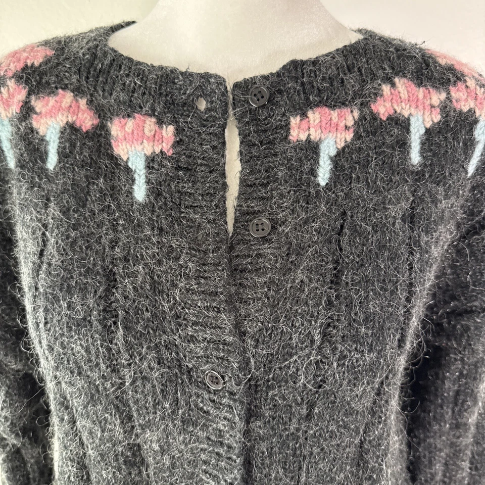Vintage SKYR Mohair Wool Blend Hand Embroidered Cardigan Women Size Medium - Image 2 of 4