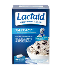 Lactaid 96 Fast Act Caplets Lactase Pills for Dairy Gas  Bloating Relief