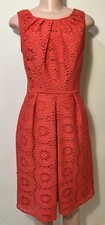 Adrianna Papell Dress Watermelon Crochet 10 EUC 