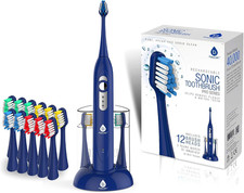 S430 Power Rechargeable Sonic Toothbrush: 40,000 Strokes per Minute, 12 Brush He
