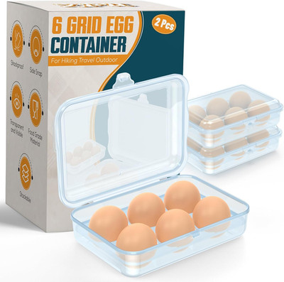 ZPU Egg Holder Camping, 2Pcs 6 Grid Egg Container, Plastic Egg Carrier