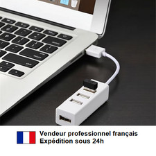 Mini hub usb 4 ports 2.0 noir Windows MacOS Linux Android TV câble 10cm