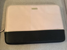 Kate Spade Black  Pink Laptop Computer Padded Case Sleeve Zip Saffiano Leather