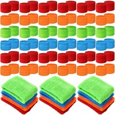 Leyndo 72 Pcs Wrist Sweatbands Bulk for Kids Field Day Cotton Terry Sweat Bands