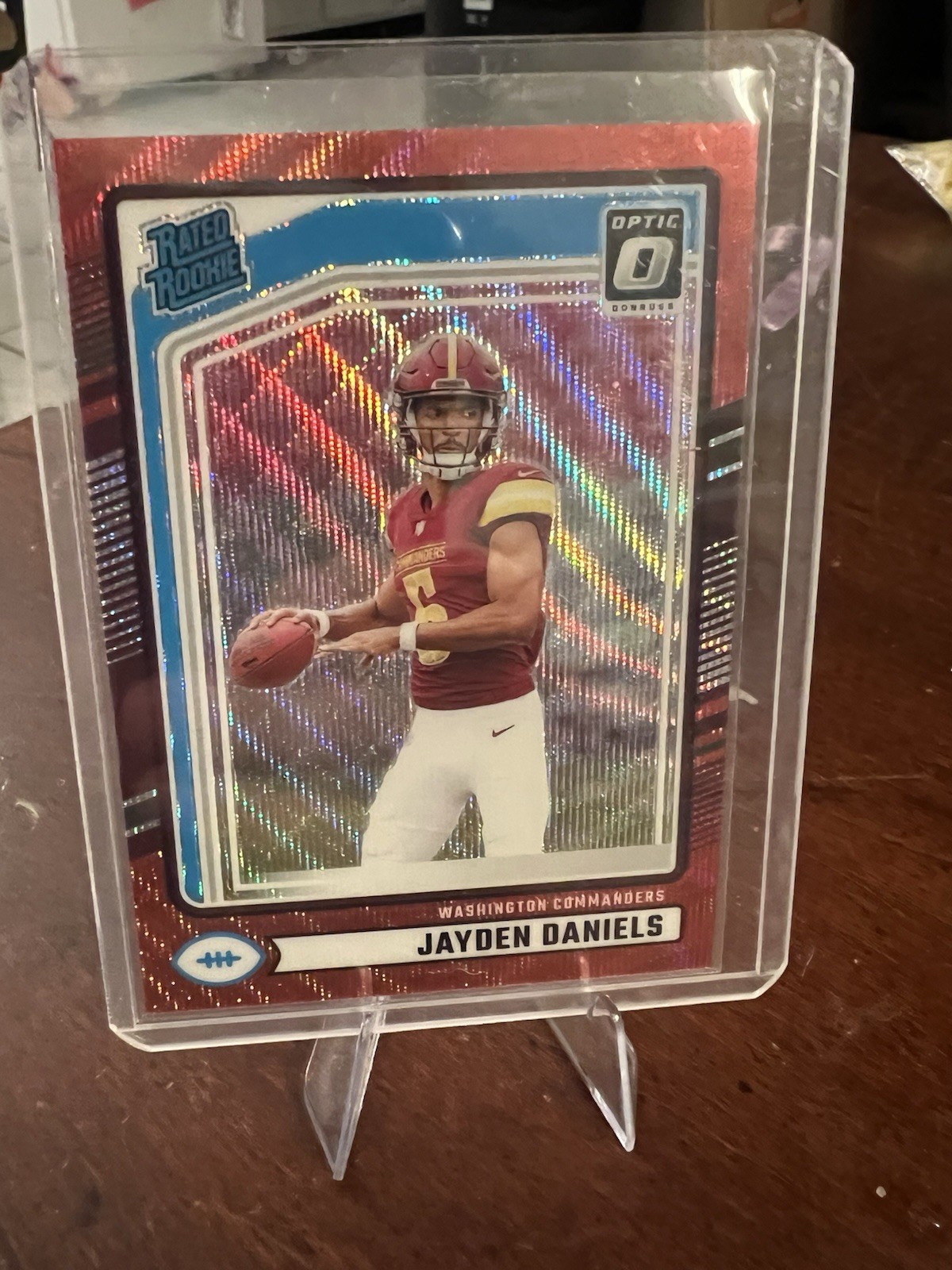 Jayden Daniels 2024 Donruss #389 Optic Preview - Red Wave Rookie RC Washington