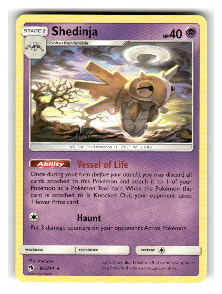 Shedinja 95/214 Rare Lost Thunder Pokemon Lightly Played