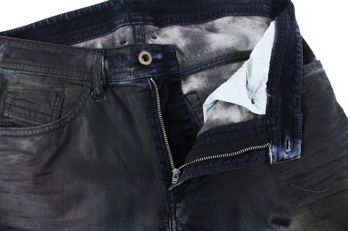 Pantalones de mezclilla para hombre DIESEL Thommer CB-NE 085AZ W28 gris azul ajustados encerados elásticos * - Imagen 3 de 9
