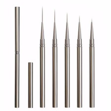 Nail Art Liner Brushes Set 5PCS Long Thin for Gel Gunmetal