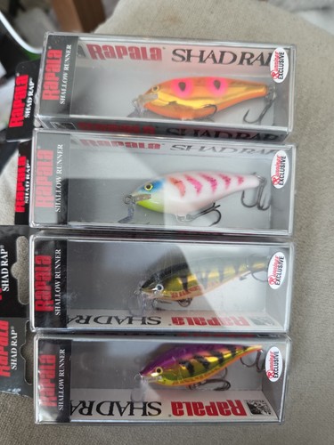 Assortiment Rapala Shallow Shad Rap SSR05. Magicien violet, cloche à dîner, billet doré, - Photo 1 sur 3