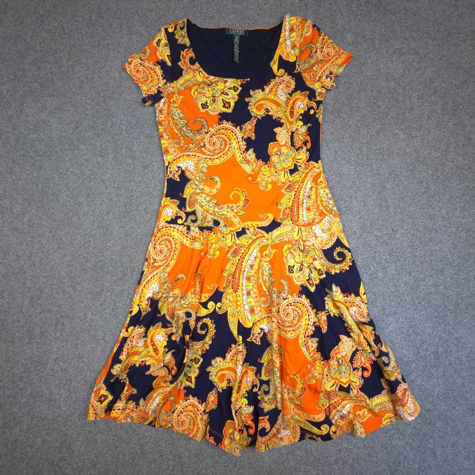 Ralph Lauren платье женщин средний оранжевый короткий рукав трапециевидный повседневный размер M - Изображение 2 из 4
