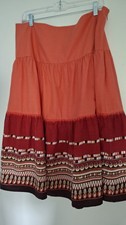 Sag Harbor Womens Skirt Size 18 100 Cotton A-Line Midi Orange/Brown Sequins