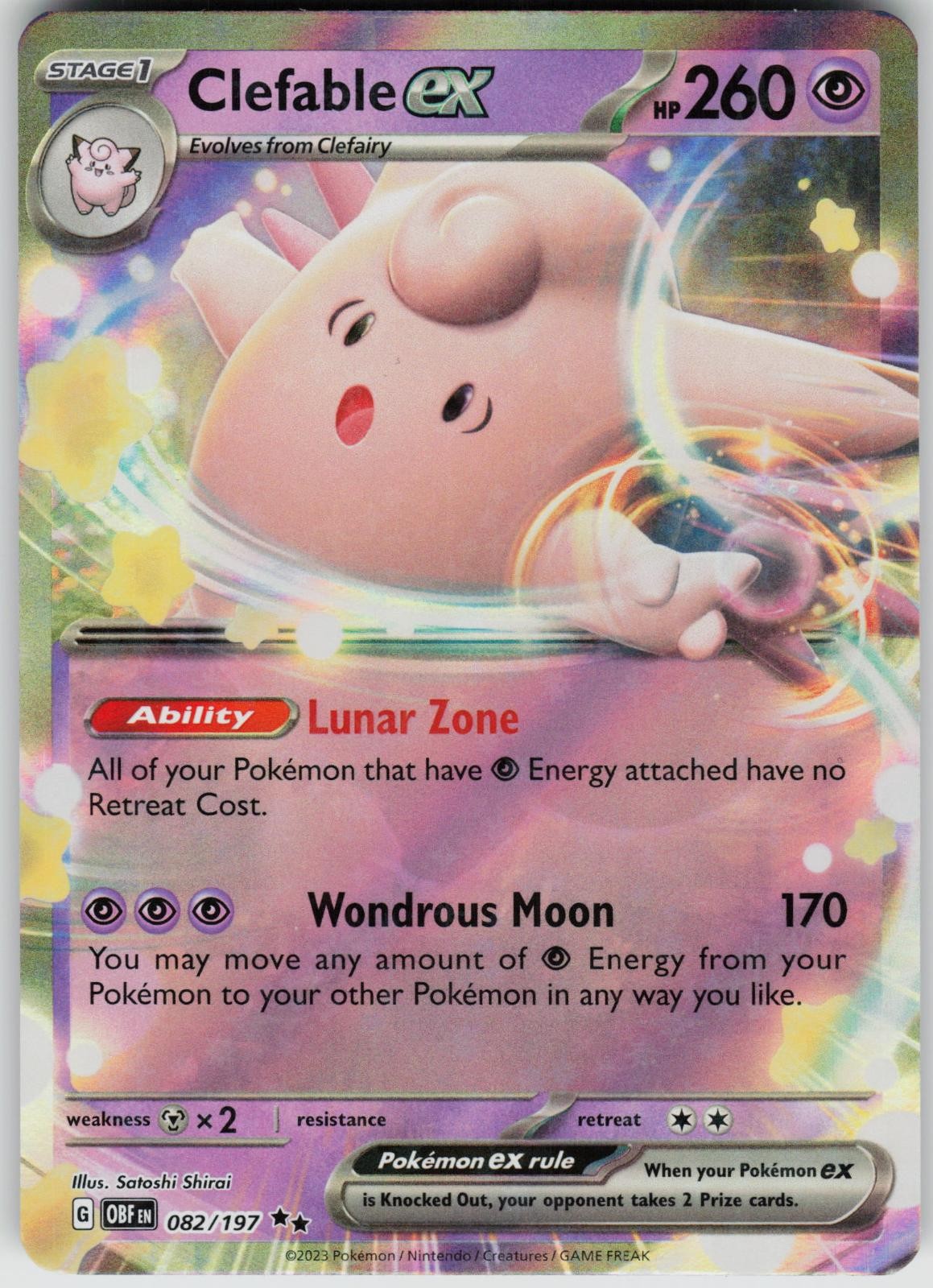Clefable ex 082/197 Double Rare Obsidian Flames Pokemon Holo Near Mint